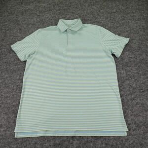 Southern Tide Polo Shirt Mens XL‎ Blue Yellow Stripe Performance Stretch